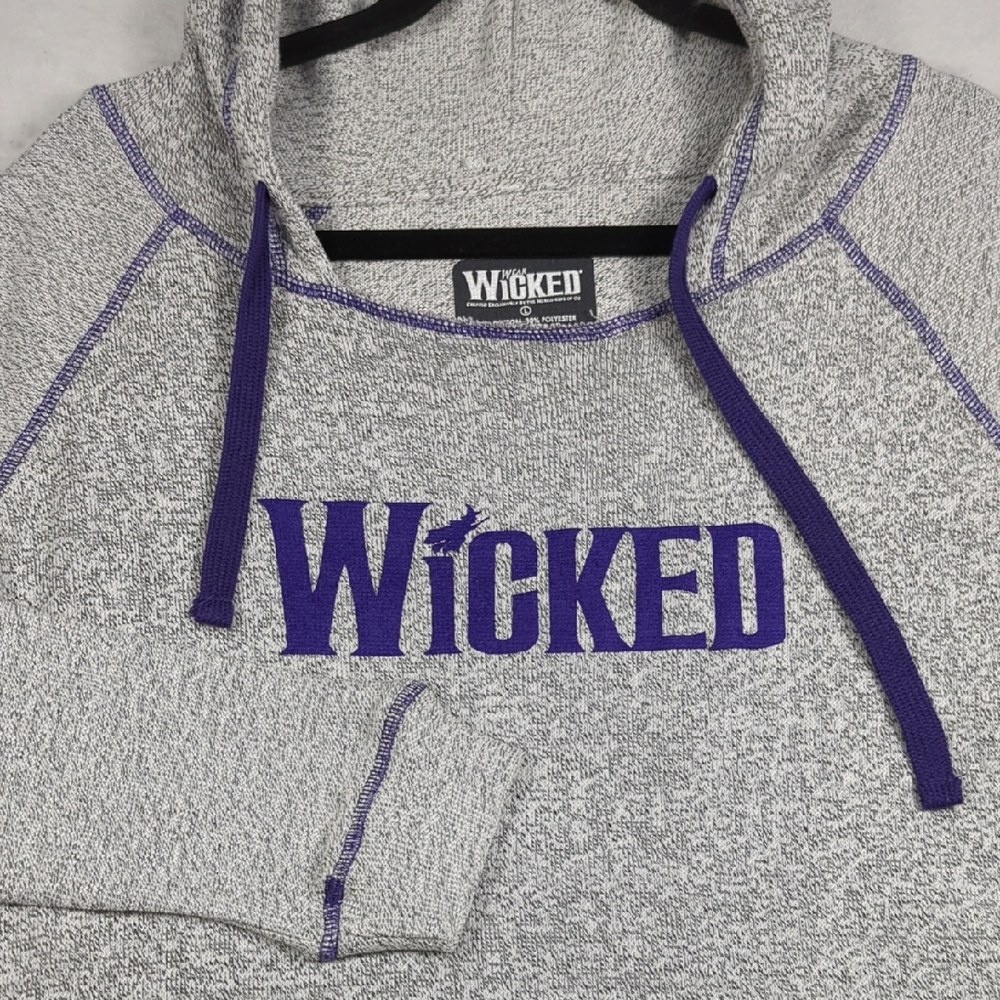 Wicked Broadway Musical Gray Lightweight Hoodie Mens Size Large‎